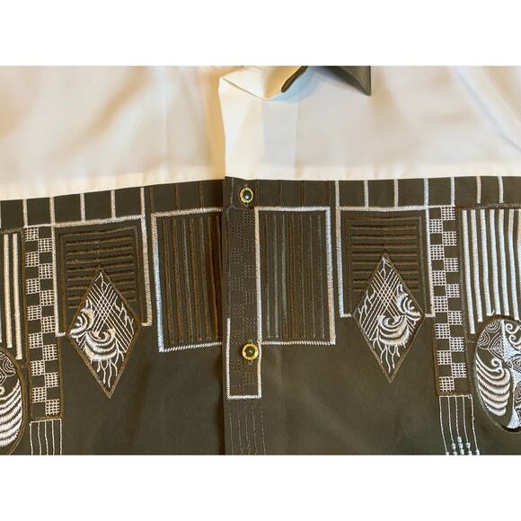 Pronti Collection By Phita Embroidered Button Up Blouse Dark Green Size M - Picture 3 of 10